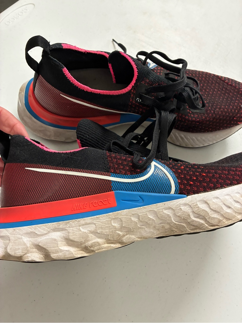 Nike Men’s React Running Shoes - Black with Red, Blue & Pink Trim